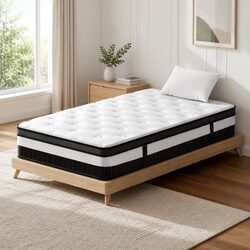 King Single Mattress 30cm Thick Medium Firm Euro Top Pocket Spring Sleep Bed