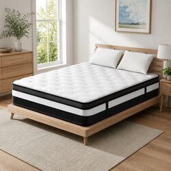 King Size Mattress 30cm Euro Top Pocket Spring Medium Firm Support White Bed