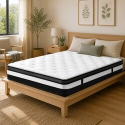 Queen Size Mattress 30cm Medium Firm Euro Top Pocket Spring White Bed