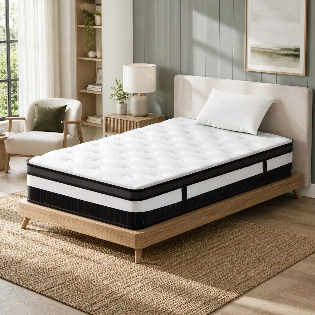Single Mattress Medium-Firm 30cm White Euro Top Pocket Spring Pressure Relief