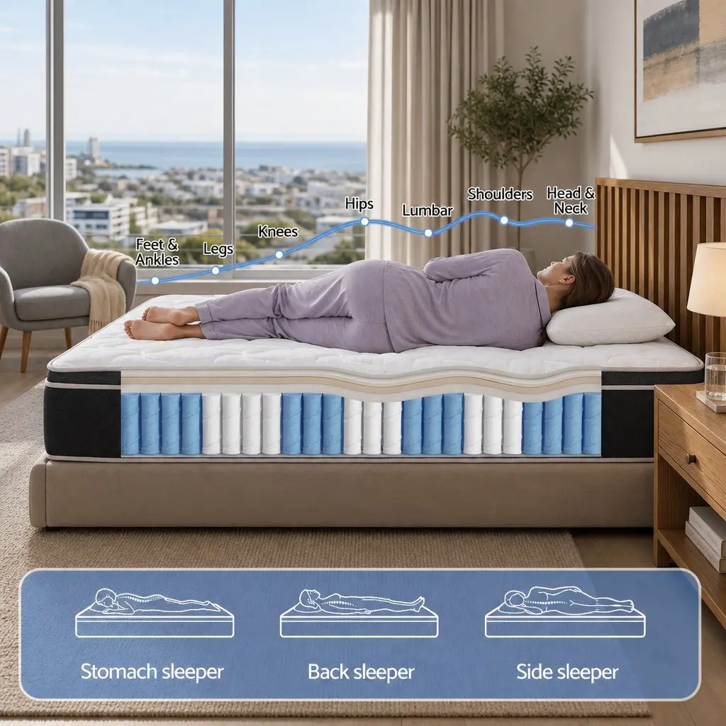 Single Mattress 35cm Firm Pocket Spring Euro Top Memory Foam Copper Black or White