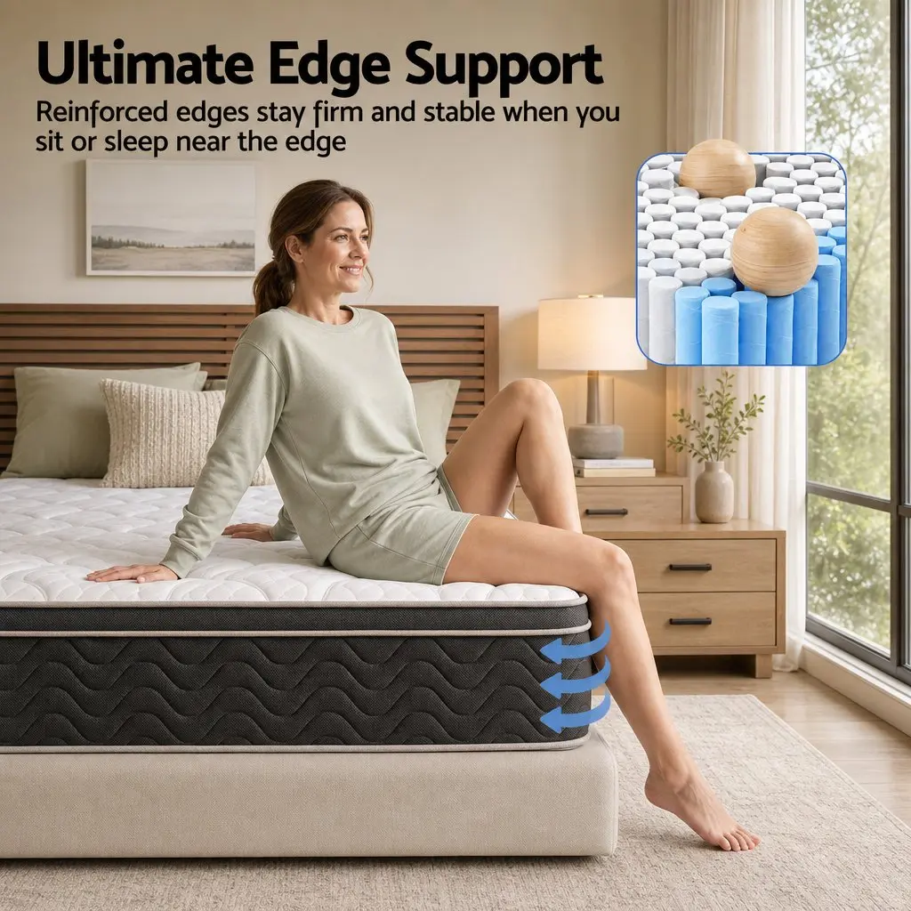Single Mattress 35cm Firm Pocket Spring Euro Top Memory Foam Copper Black or White