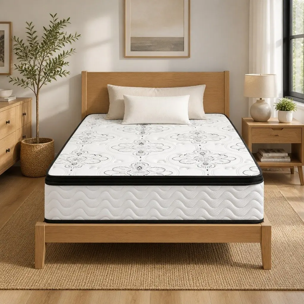 Single Mattress Pocket Spring Euro Top 30cm Medium Firm Foam Breathable Knitted White