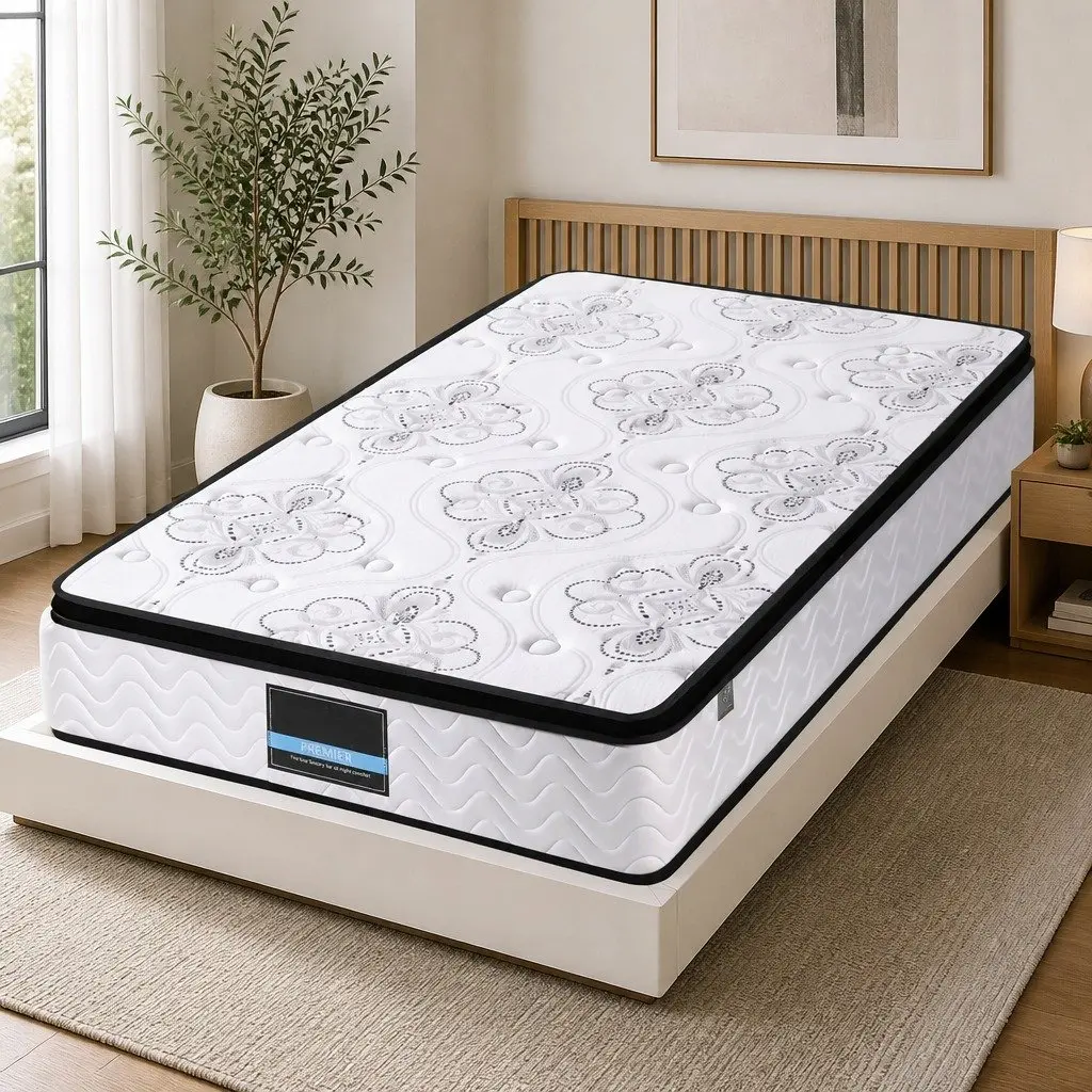 Single Mattress Pocket Spring Euro Top 30cm Medium Firm Foam Breathable Knitted White