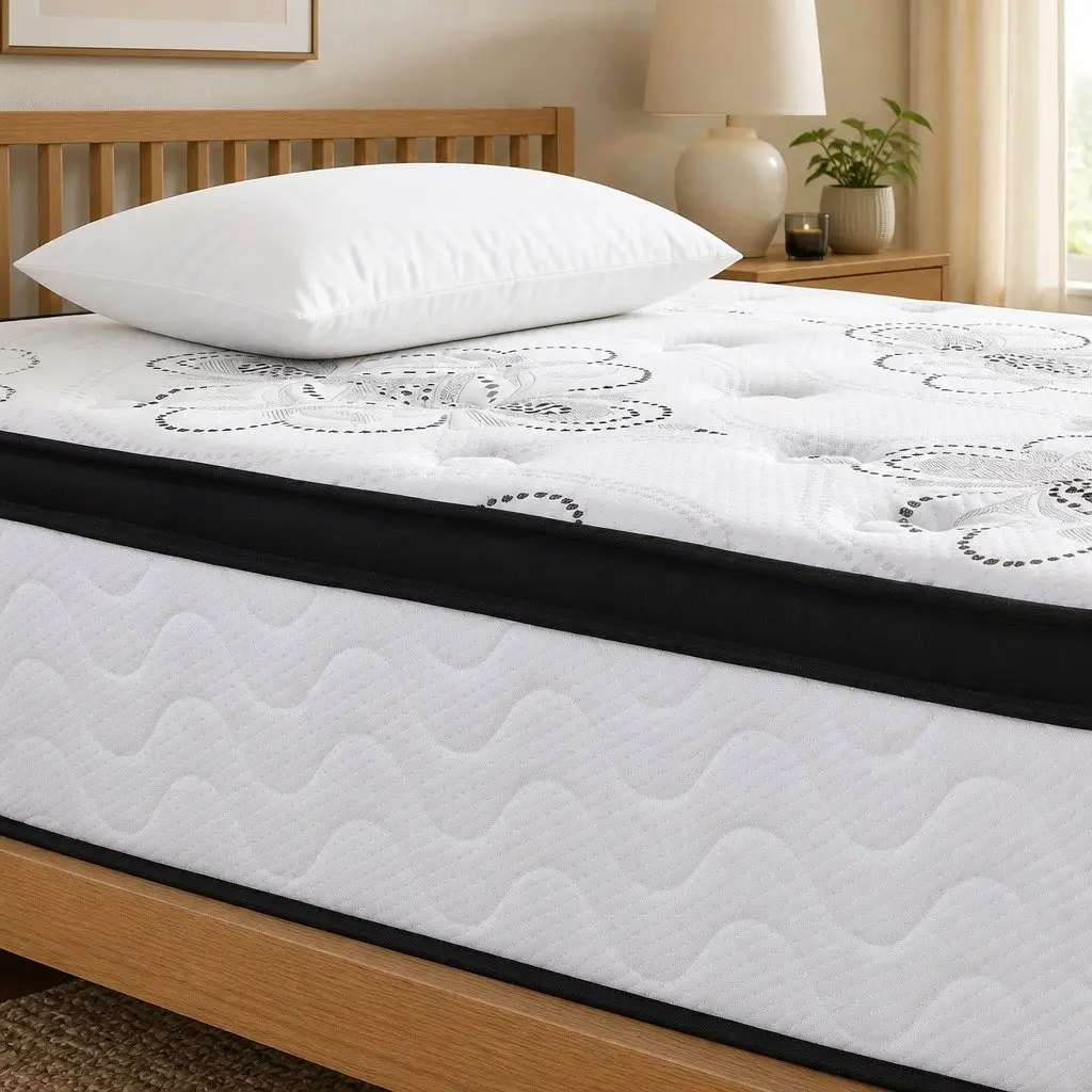 Single Mattress Pocket Spring Euro Top 30cm Medium Firm Foam Breathable Knitted White