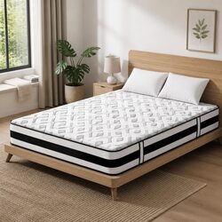 King Size Mattress 24cm Ultra Firm Tight Top Pocket Spring Support Bed Grey