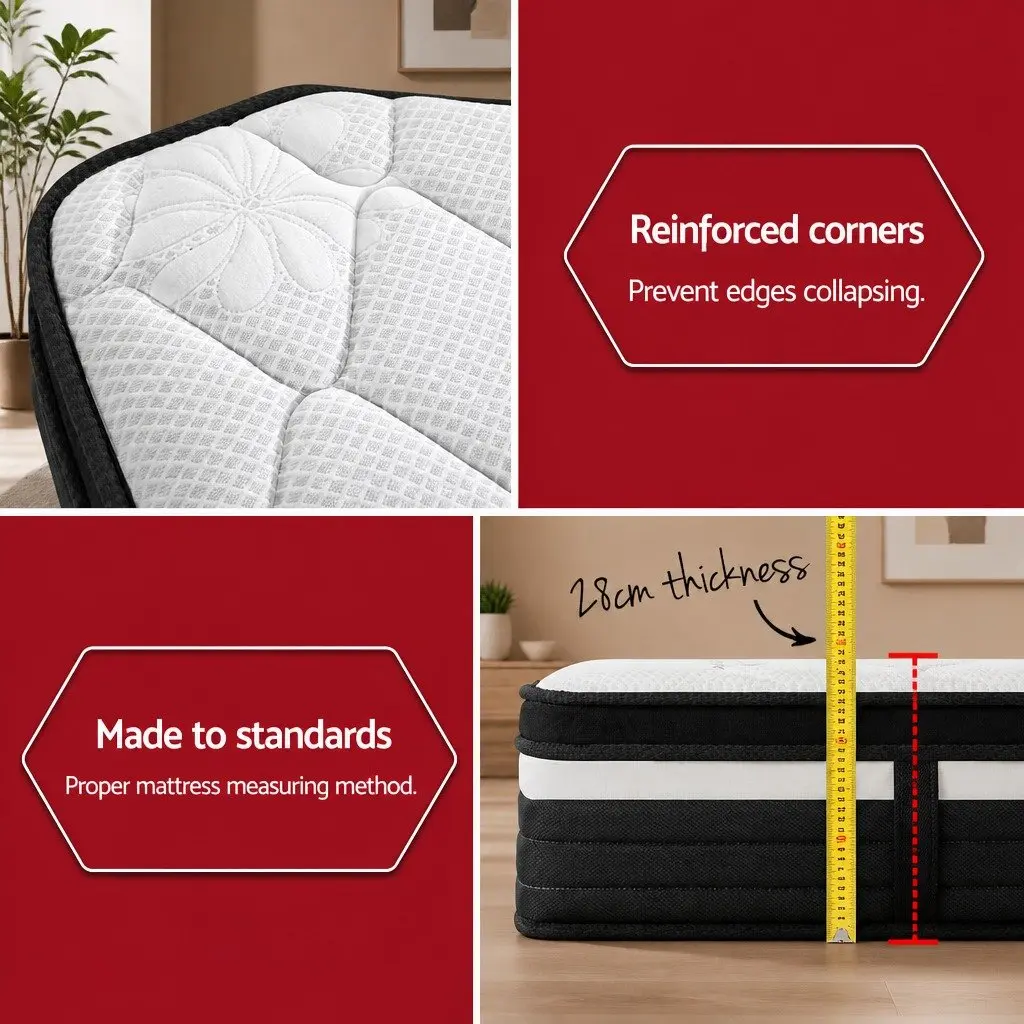King Size Mattress Ultra Firm 28cm Hypo-allergenic Pocket Spring Bed