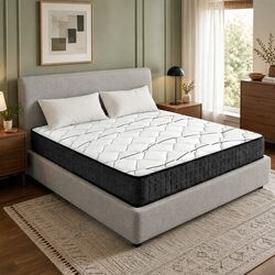 Queen Mattress 16cm Medium Firm Bonnell Spring Bed Sleep Support White