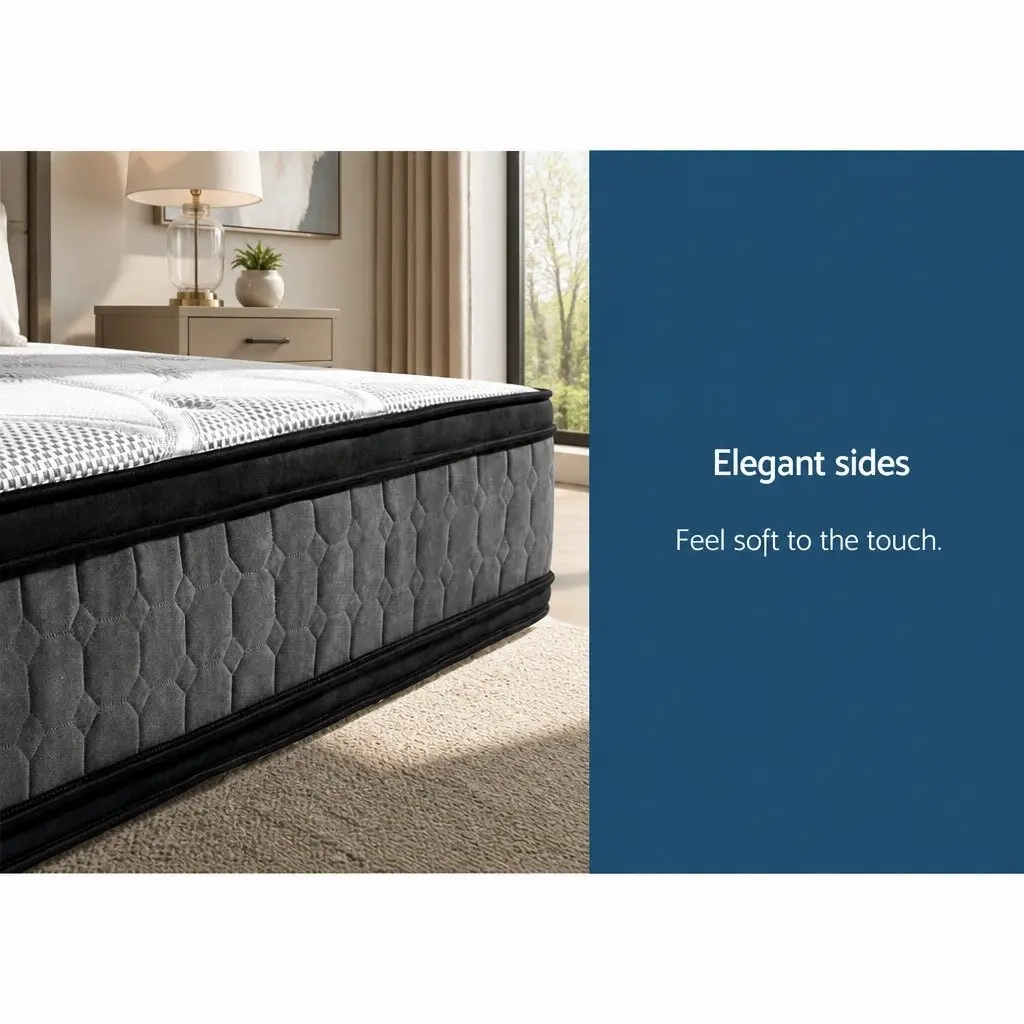 King Single Mattress 36cm Cool Gel Memory Foam Flippable Double-Sided Pocket Spring White
