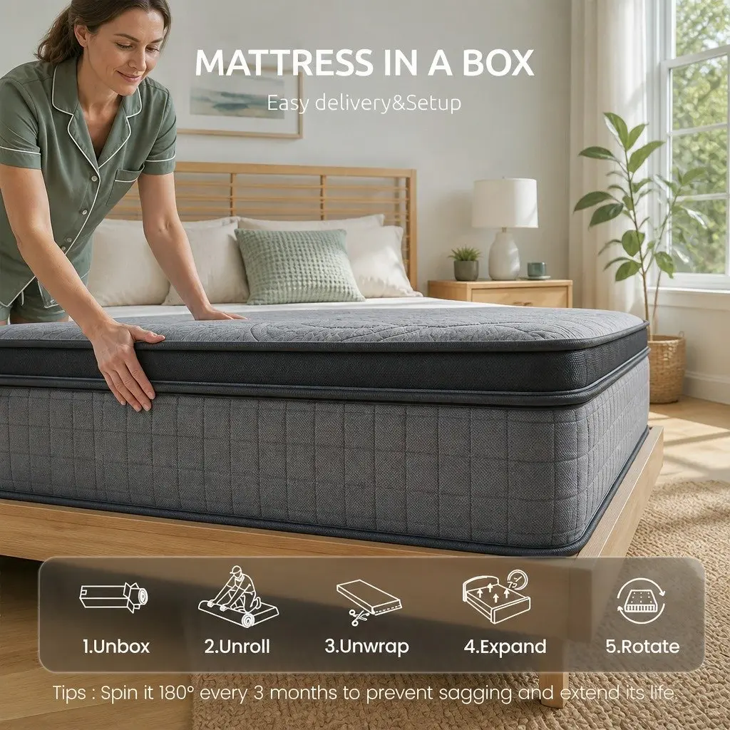 Single Mattress 33cm 8.0 Extra Firm 7-Zone Pocket Spring Grey or Black