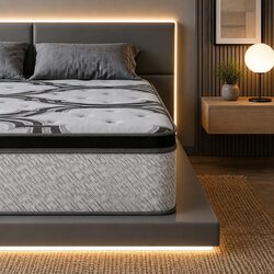 Queen Mattress 34cm Hybrid Pocket Spring Latex Memory Foam 5-Zone Extra Firm