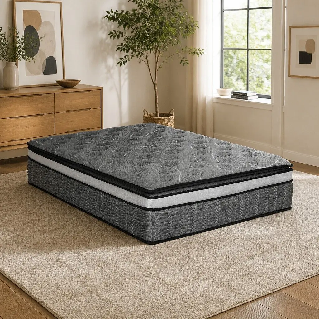 King Size Mattress Double Layer Pocket Spring 34cm Medium Firm Bamboo
