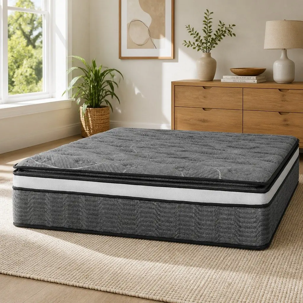 King Size Mattress Double Layer Pocket Spring 34cm Medium Firm Bamboo