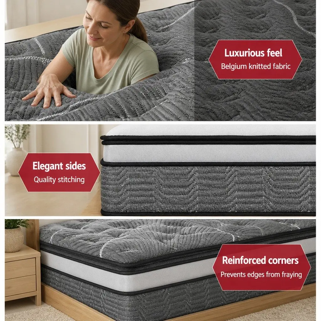 King Size Mattress Double Layer Pocket Spring 34cm Medium Firm Bamboo