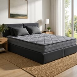 Queen Mattress 18cm Pillow Top Medium Firm Grey Bedroom Sleep Support