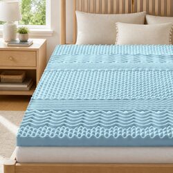Memory Foam Mattress Topper 7-Zone King Size 5cm Thick Comfort Support Layer