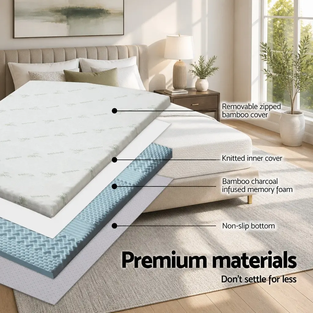 Memory Foam Mattress Topper 7-Zone 8cm Queen Contoured Support White or Blue