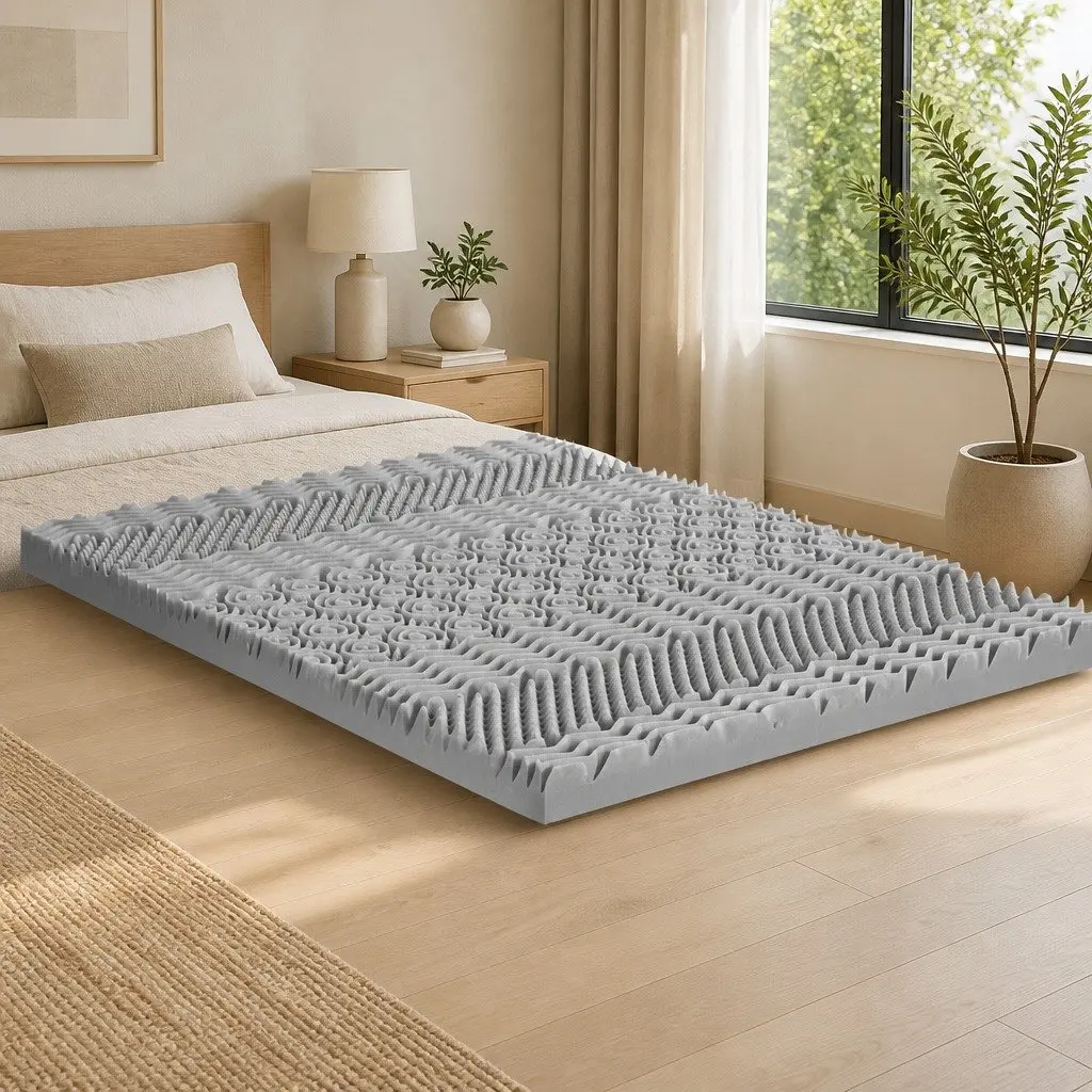 Memory Foam Mattress Topper 8cm Double Bed 7-Zone Graphite Support Contoured
