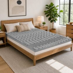 Memory Foam Mattress Topper 8cm King Bed 7-Zone Graphite Grey Removable Cover