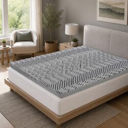 Memory Foam Mattress Topper Queen 8cm Grey 7-Zone Graphite Contoured Support