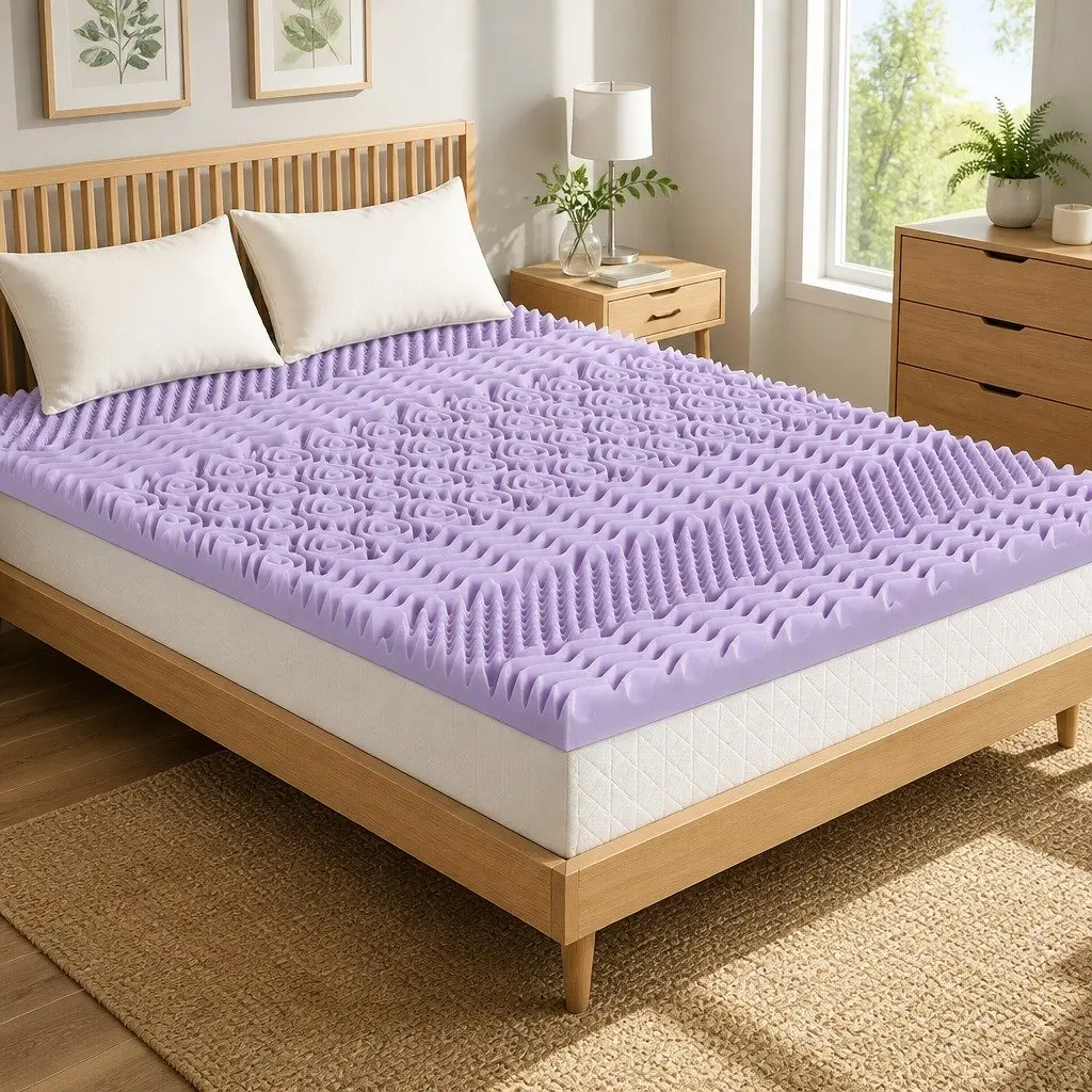 8cm Memory Foam Mattress Topper Double Bed Lavender Bamboo Cover 7-Zone Support