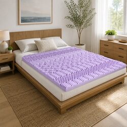 Memory Foam Mattress Topper 8cm King Lavender Bamboo Cover 7-Zone Support