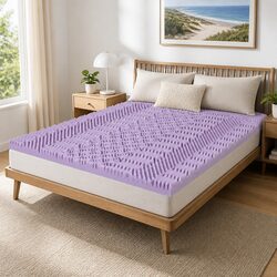 Memory Foam Mattress Topper 8cm Queen Size Lavender Bamboo Cover 7-Zone Support