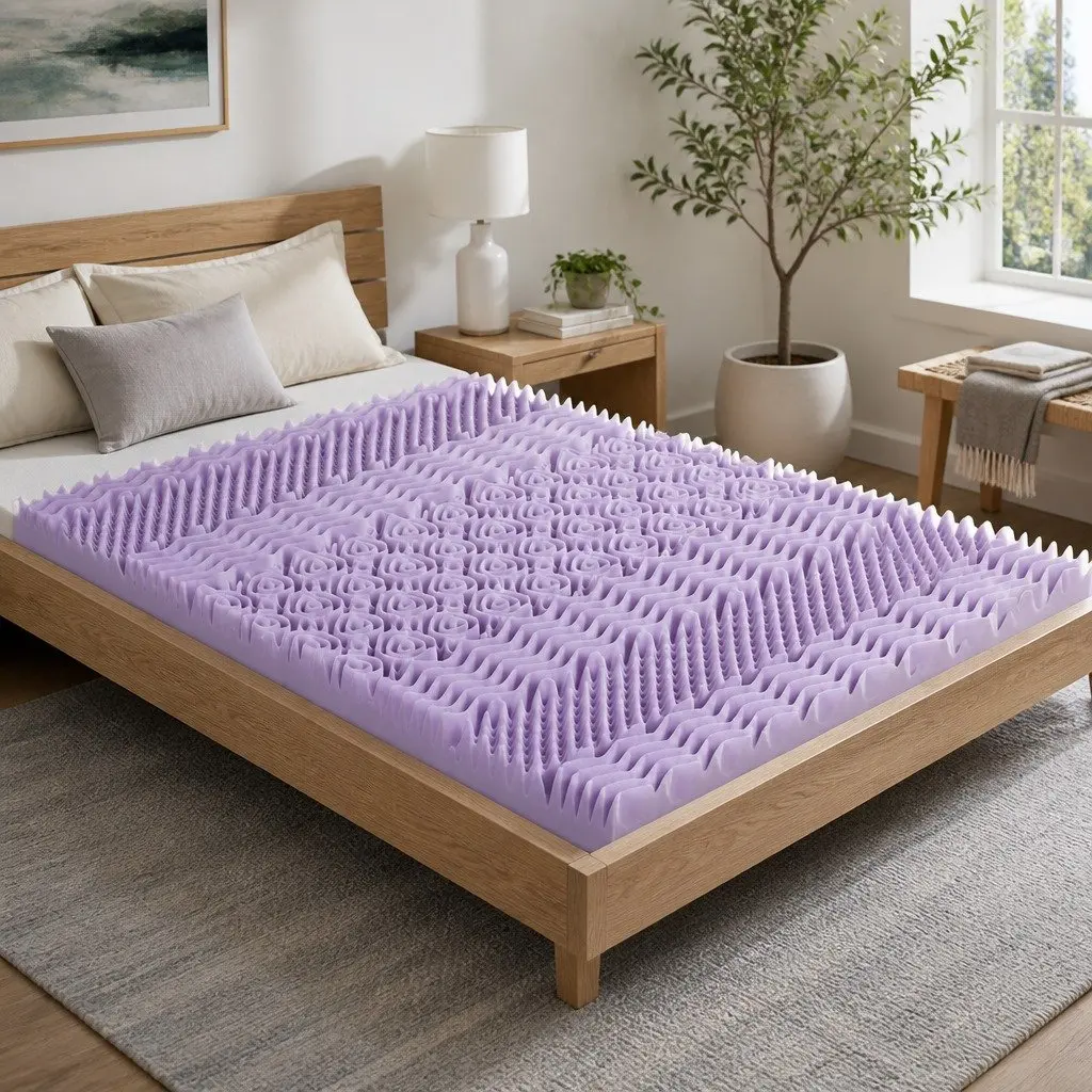 Memory Foam Mattress Topper 8cm Single Lavender Infused 7-Zone Bamboo Cover