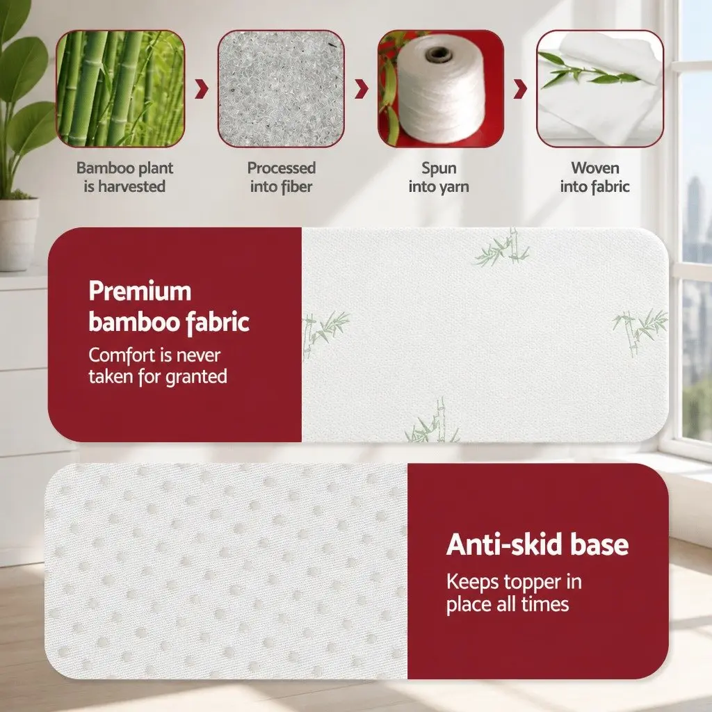 Memory Foam Mattress Topper 8cm Single Lavender Infused 7-Zone Bamboo Cover
