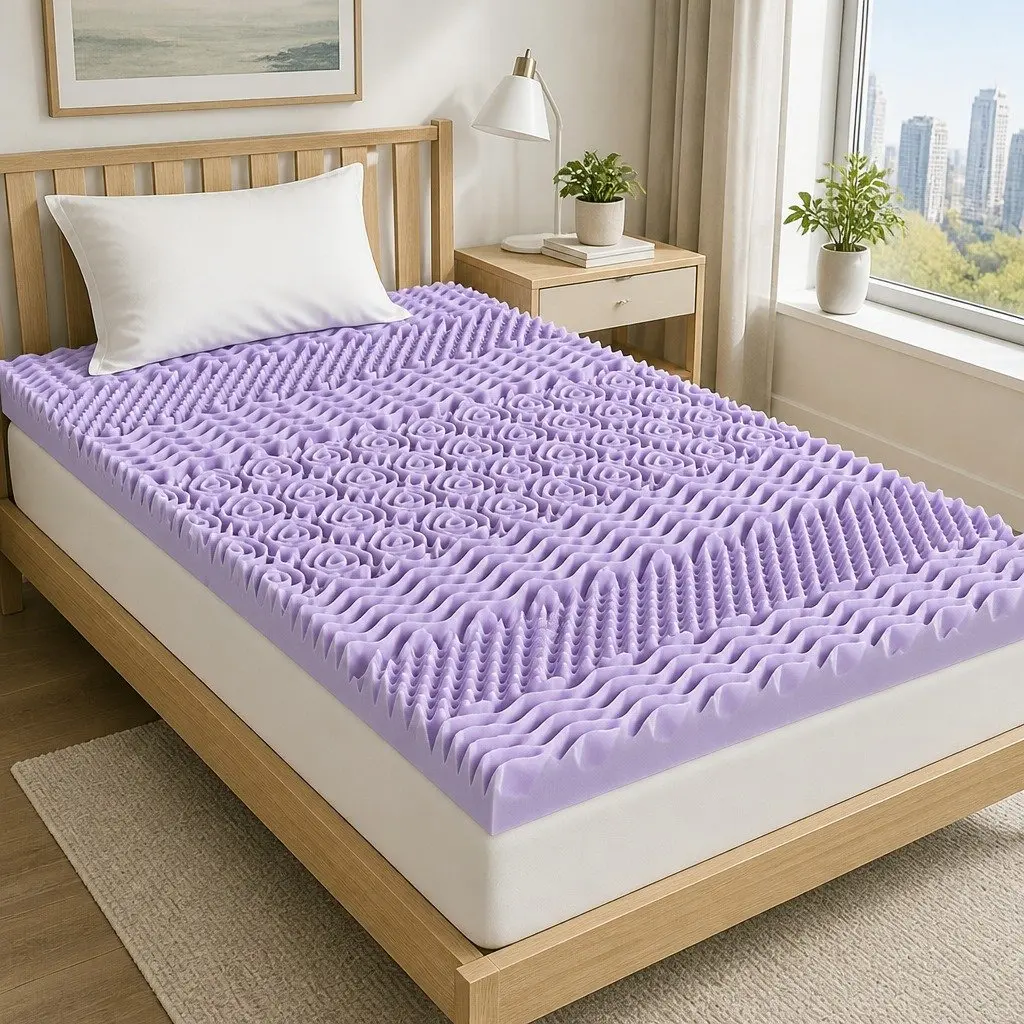 Memory Foam Mattress Topper 8cm Single Lavender Infused 7-Zone Bamboo Cover