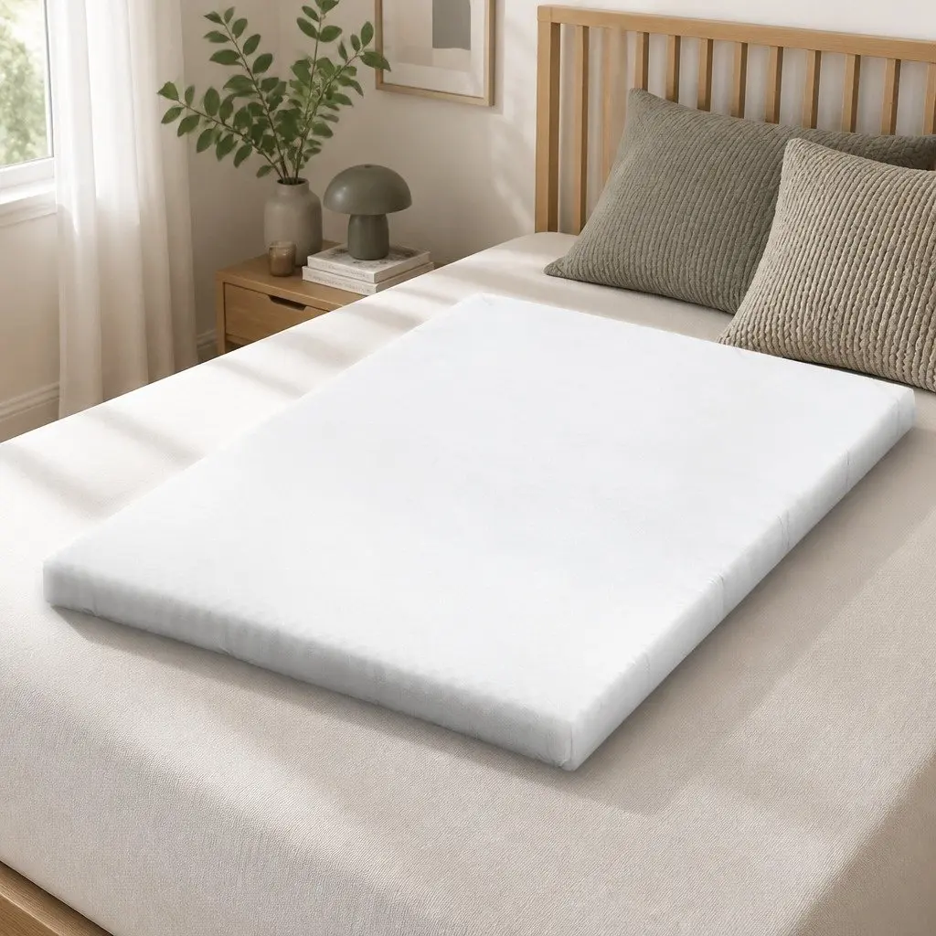 Memory Foam Mattress Topper 10cm Cool Gel Double Bed Bamboo Cover Blue