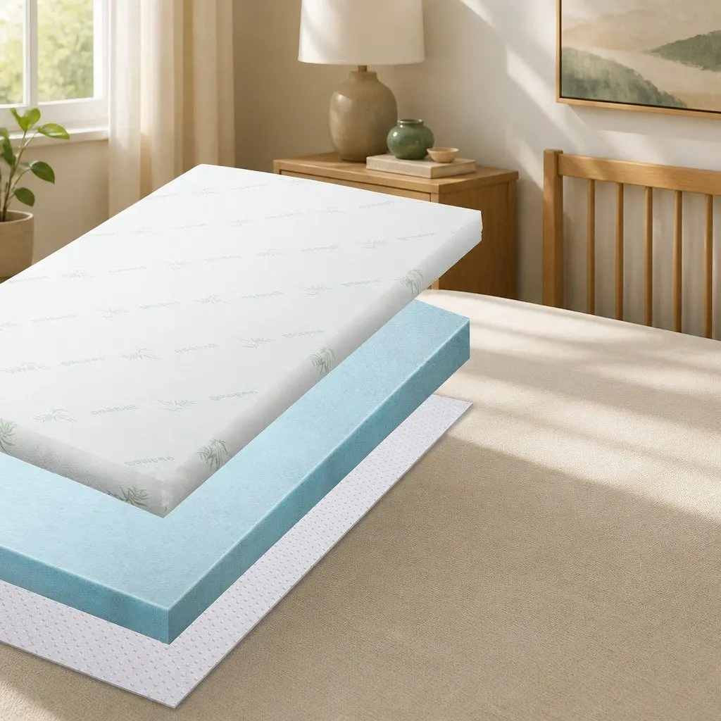 Memory Foam Mattress Topper Double Bed Gel Infused 8cm Bamboo Fabric Cover