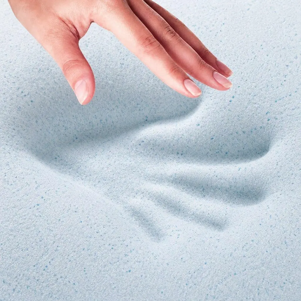 Memory Foam Mattress Topper Gel Infused Single 8cm Bamboo Fabric White Blue