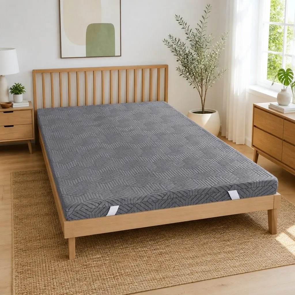 Memory Foam Mattress Topper 8cm Gel Dual Layer Bamboo Cover Double Bed