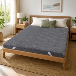 Memory Foam Mattress Topper 8cm Gel Dual Layer Bamboo Cover Queen Pressure