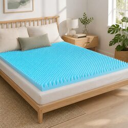 Memory Foam Mattress Topper 8cm Gel Egg Crate Single Bamboo Cover White