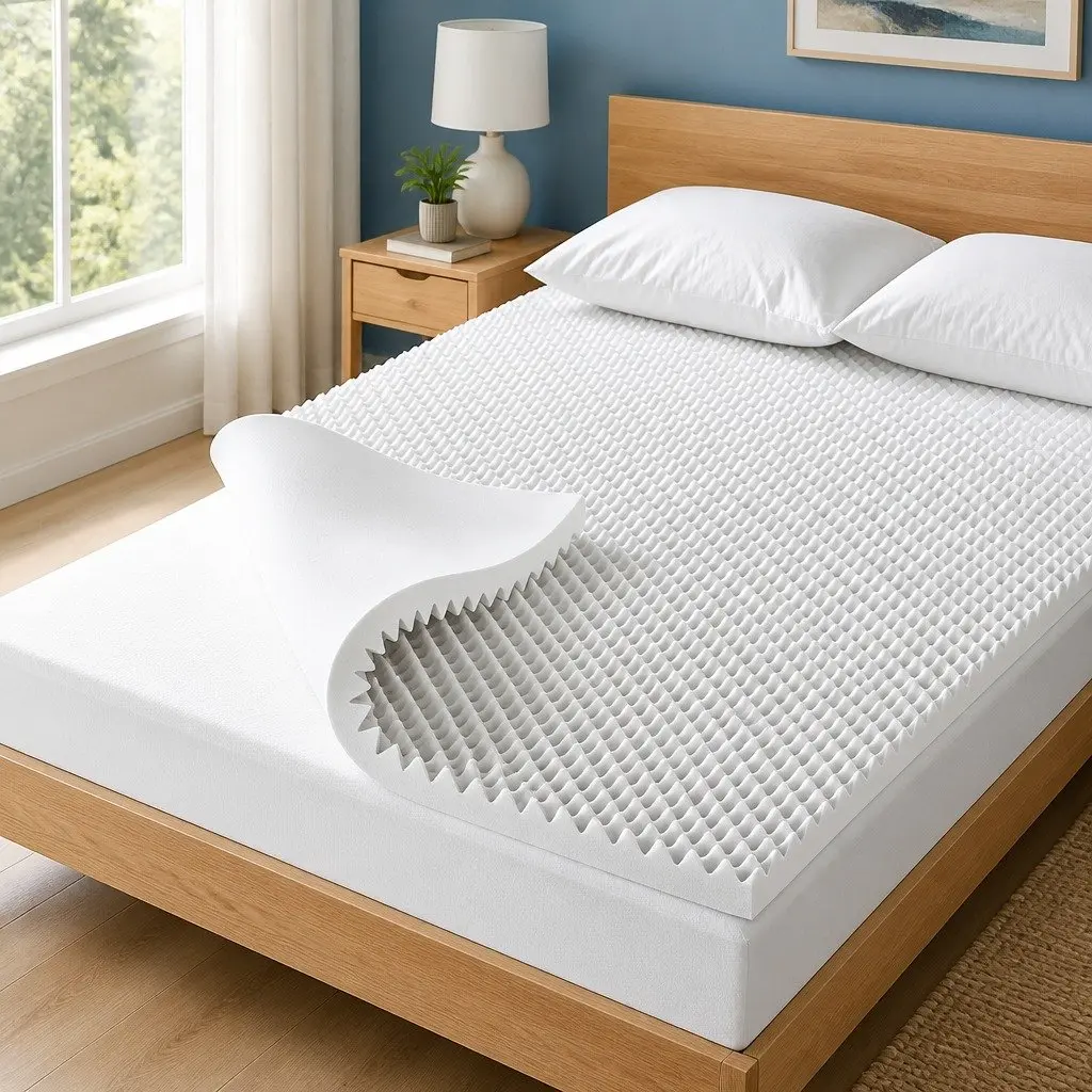 Memory Foam Mattress Topper Egg Crate 5cm King White