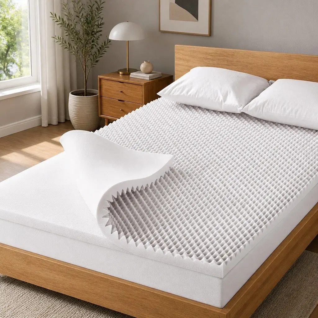 Memory Foam Mattress Topper Egg Crate 5cm Single Bed White