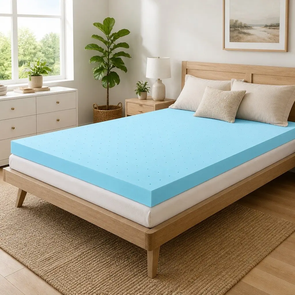 Memory Foam Mattress Topper King 12cm Ventilated Cool Gel Bamboo Cover Pressure