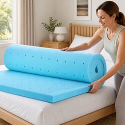 Memory Foam Mattress Topper 5cm Ventilated Gel Cool Blue King Single Bed Toppers