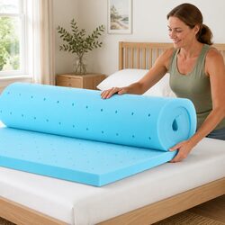 Memory Foam Mattress Topper Single 5cm Ventilated Gel Cool Bamboo Cover Bed