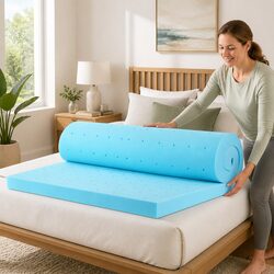 Memory Foam Mattress Topper Single 8cm Ventilated Gel Cool Gel Bamboo Cover