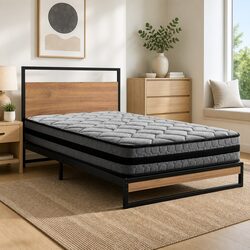 Single Metal Bed Frame with Pocket Spring Mattress Industrial Design Platform