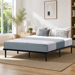 Queen Size Metal Bed Frame with Storage Underneath Steel Black Bedroom
