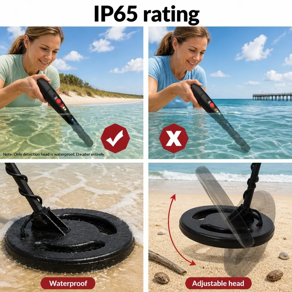 Metal Detector Waterproof LCD Pinpointer 220MM Adjustable Black