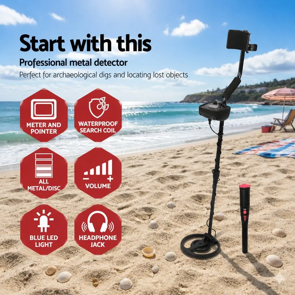 Metal Detector Set 160mm Sensitivity Water Resistant Black