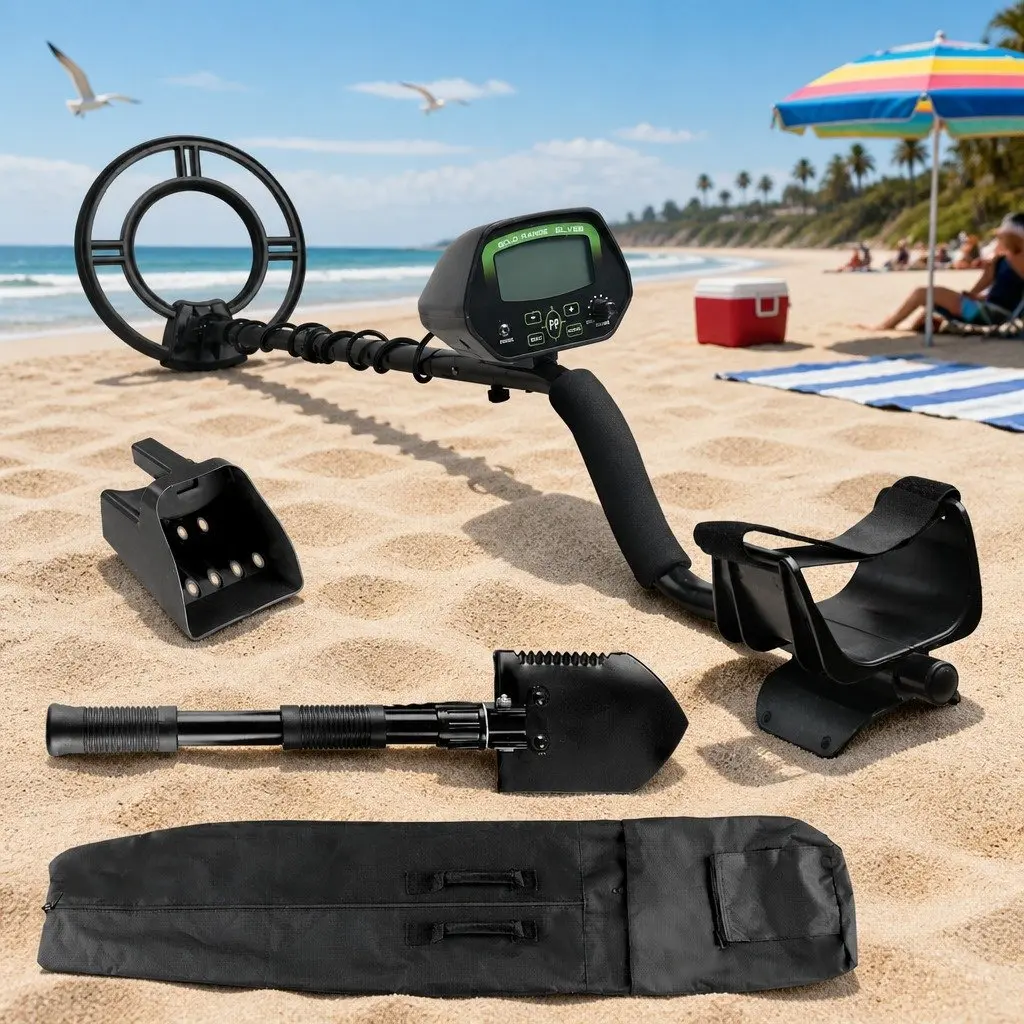 Metal Detector LCD Screen Waterproof Treasure Hunter Beach Search Coil Pinpoint