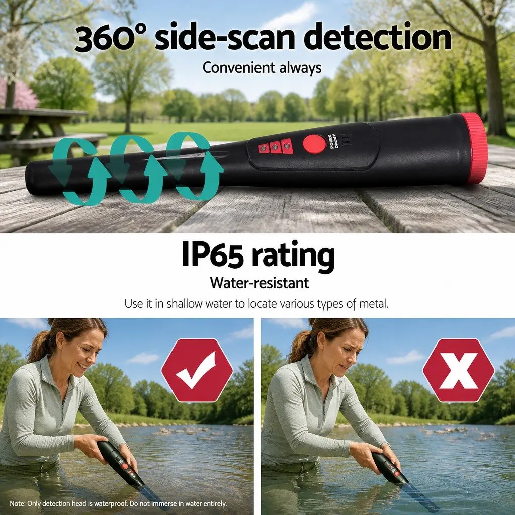 Handheld Metal Detector 40MM Sensitive Waterproof Black