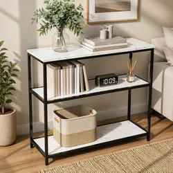 Console Table 3-Tier Storage Side Table Entryway Hallway Accent Furniture Gold