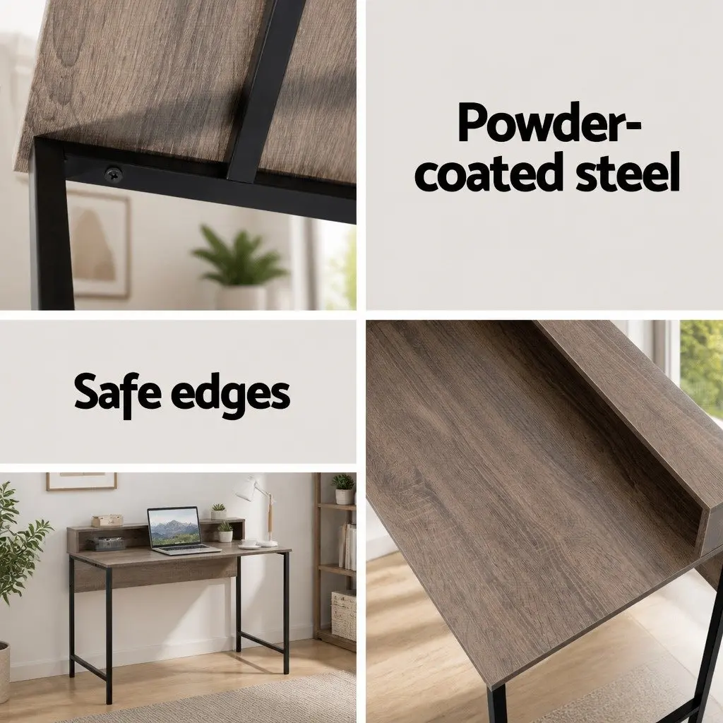 Computer Desk with Shelf 100cm Oak Top